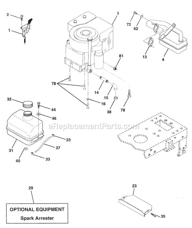 Page E Diagram and Parts List for WE12542D  Weed Eater Lawn Tractor